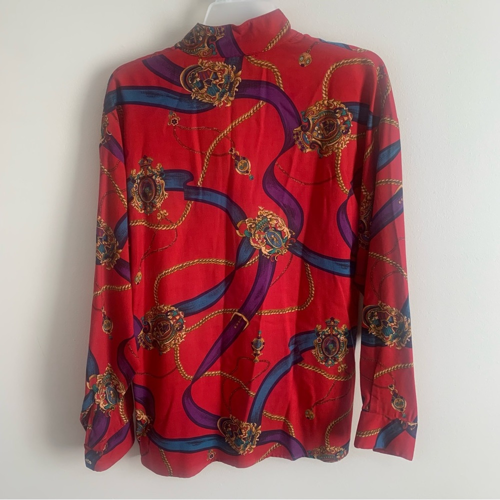 Country Shop Vintage Rayon Wool Blend Equestrian Printed Button Down Shi… - Picture 5 of 9